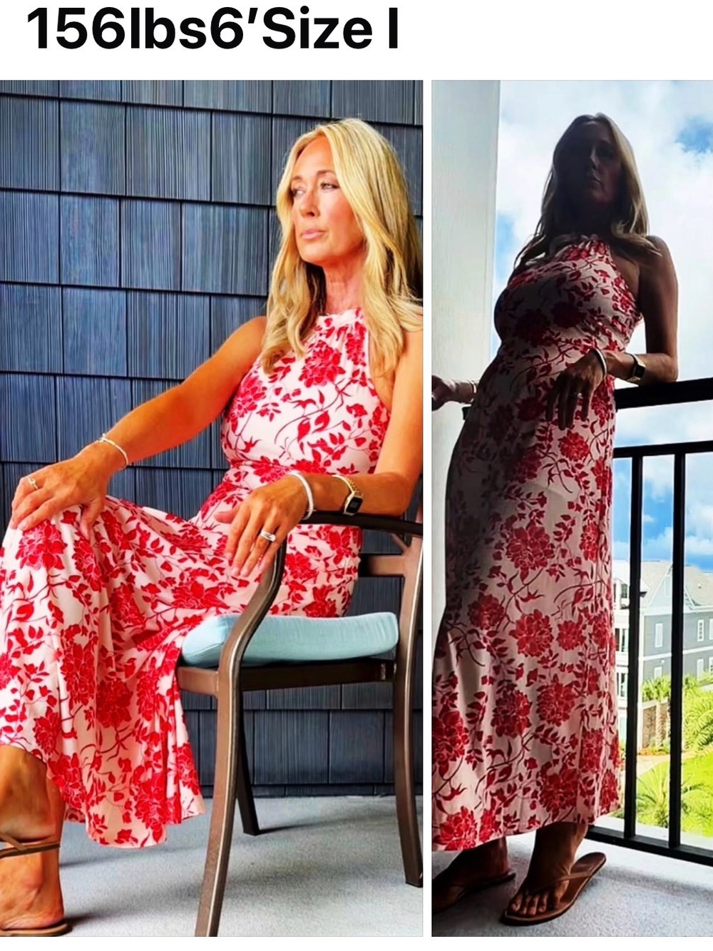 Floral Red and Cream Maxi Dress